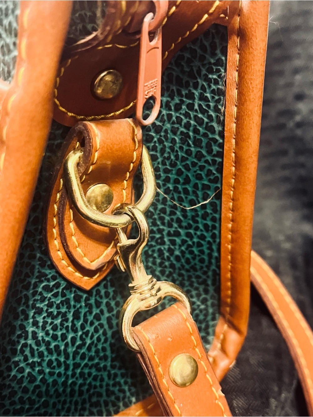 Dooney & Bourke All Weather Leather Green & Tan Satchel - Picture 10 of 11